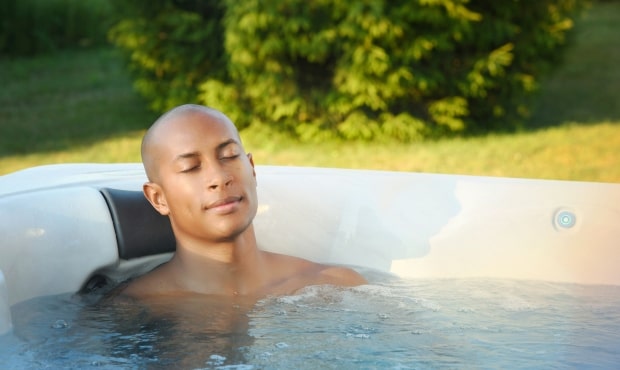 sitting in hot tub